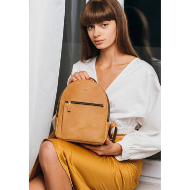 Groove S Leather Backpack Yellow Vintage