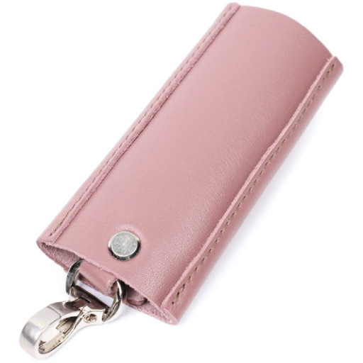 Чарівна жіноча шкіряна ключниця на кнопках GRANDE PELLE 11641 Пудровий