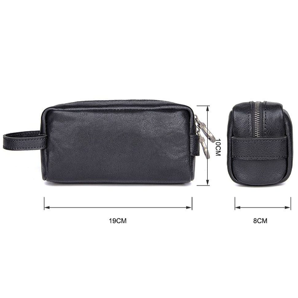 Шкіряний несесер, косметичка, чорний органайзер John McDee C013A