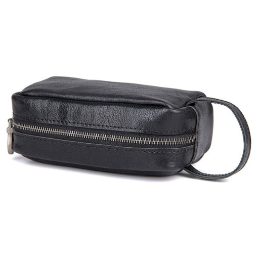 Шкіряний несесер, косметичка, чорний органайзер John McDee C013A