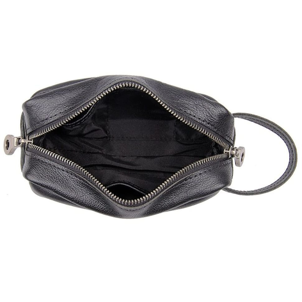 Шкіряний несесер, косметичка, чорний органайзер John McDee C013A