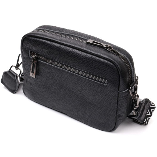 Компактна жіноча сумка крос-боді з натуральної шкіри Vintage 22294 Чорна