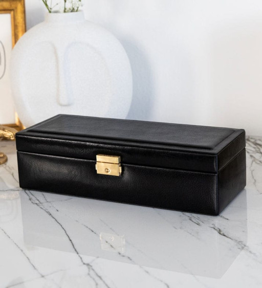 Жіночий шкіряний футляр для годинника-органайзер для годинника - Herzog - Чорний колір - Time Resistance 5238201W