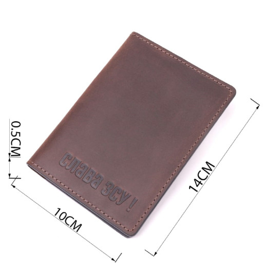 Добротна обкладинка на військовий квиток із вінтажної шкіри Слава ЗСУ GRANDE PELLE 16751 Коричнева