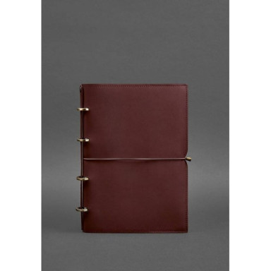 Leather notebook A4 on rings (soft-book) 9.0 in paperback burgundy Crust