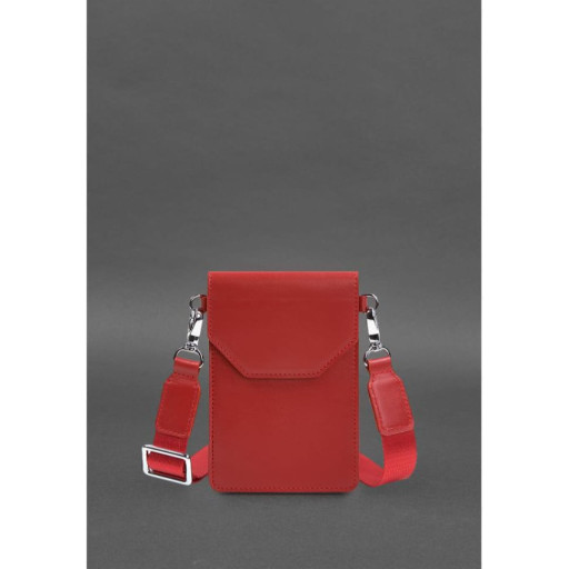 Шкіряна сумка-чохол для телефону maxi Червона