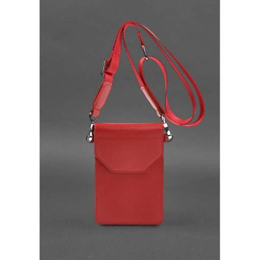 Шкіряна сумка-чохол для телефону maxi Червона