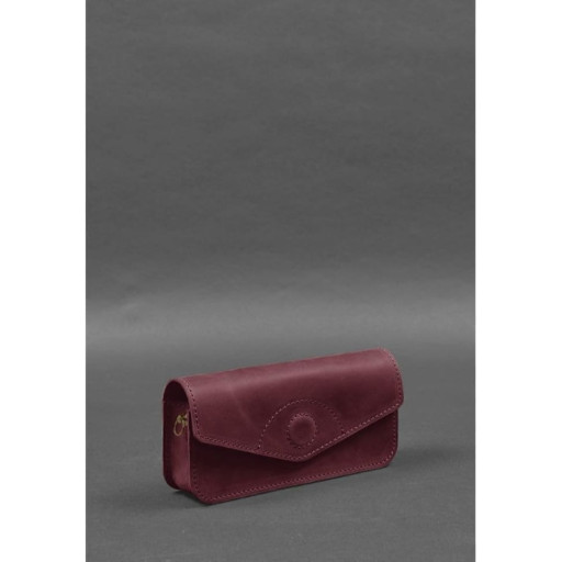 Шкіряна сумка для окулярів (міні-сумка) бордовий Crazy Horse