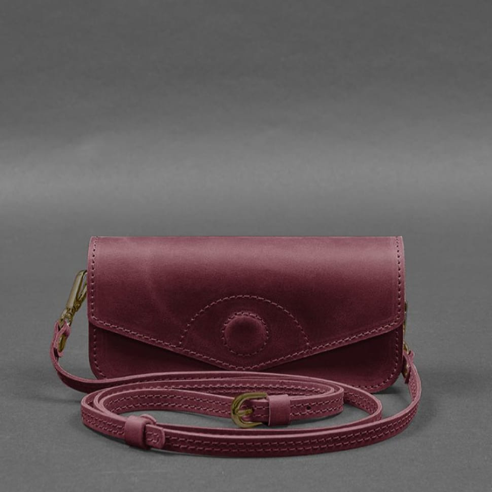 Шкіряна сумка для окулярів (міні-сумка) бордовий Crazy Horse