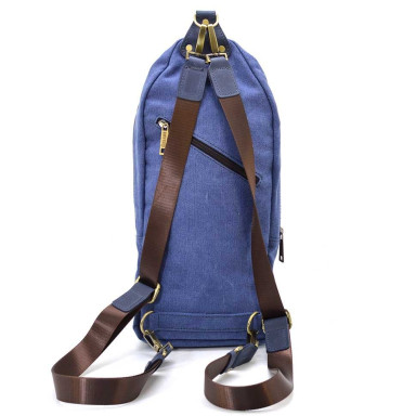 Blue canvas and blue leather crazy horse sling backpack RKk-2017-4lx TARWA