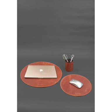 Desk set made of genuine leather 1.2 light brown Crazy Horse