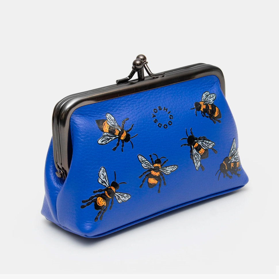 Womens Leather Wallet with Retro Clasp Yoshi Y1328 (Bee Happy Blue)