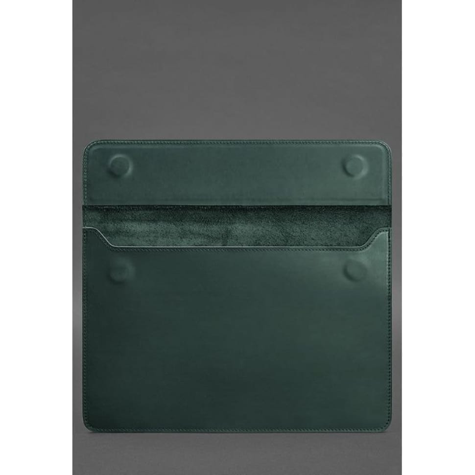 Кожаный чехол-конверт на магнитах для MacBook 15-16 дюйм Зеленый Crazy Horse