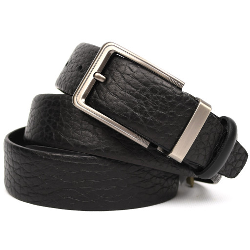 Ремінь зі шкіри буйвола гладкий ST2028B чорний 35мм