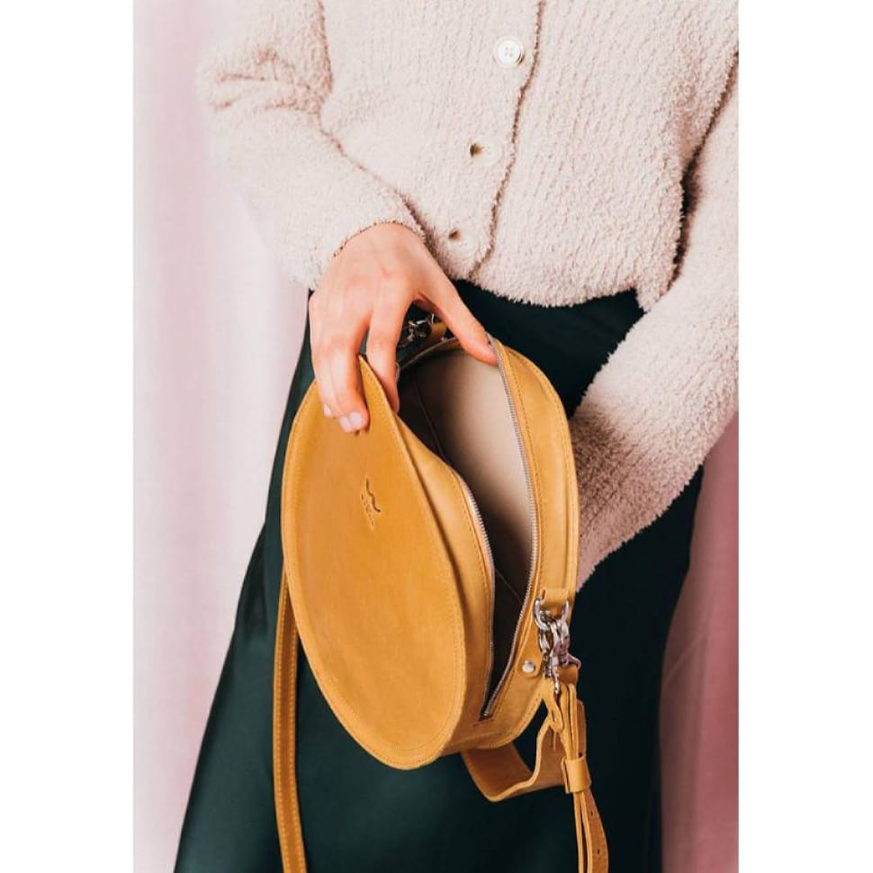 Жіноча шкіряна сумка Amy L жовта vintage