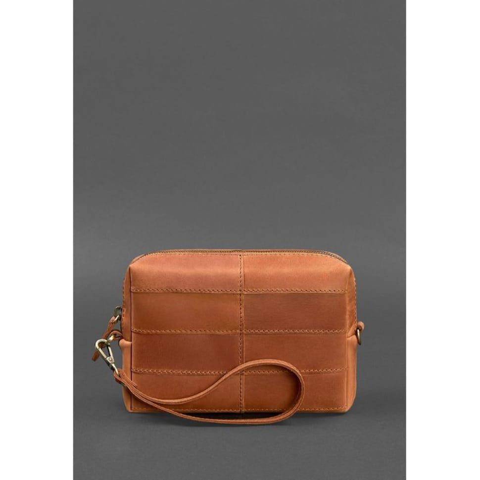 Шкіряна косметичка-несесер 3.1 Світло-коричнева Crazy Horse