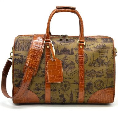 Stylish travel bag made of cordura and croco leather CorH-7077-4lx by TARWA