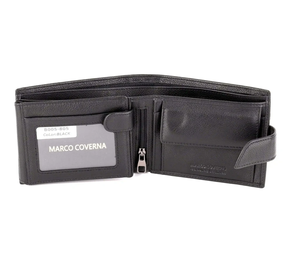 Стильный мужской кожаный кошелёк Marco Coverna B005-805 Black