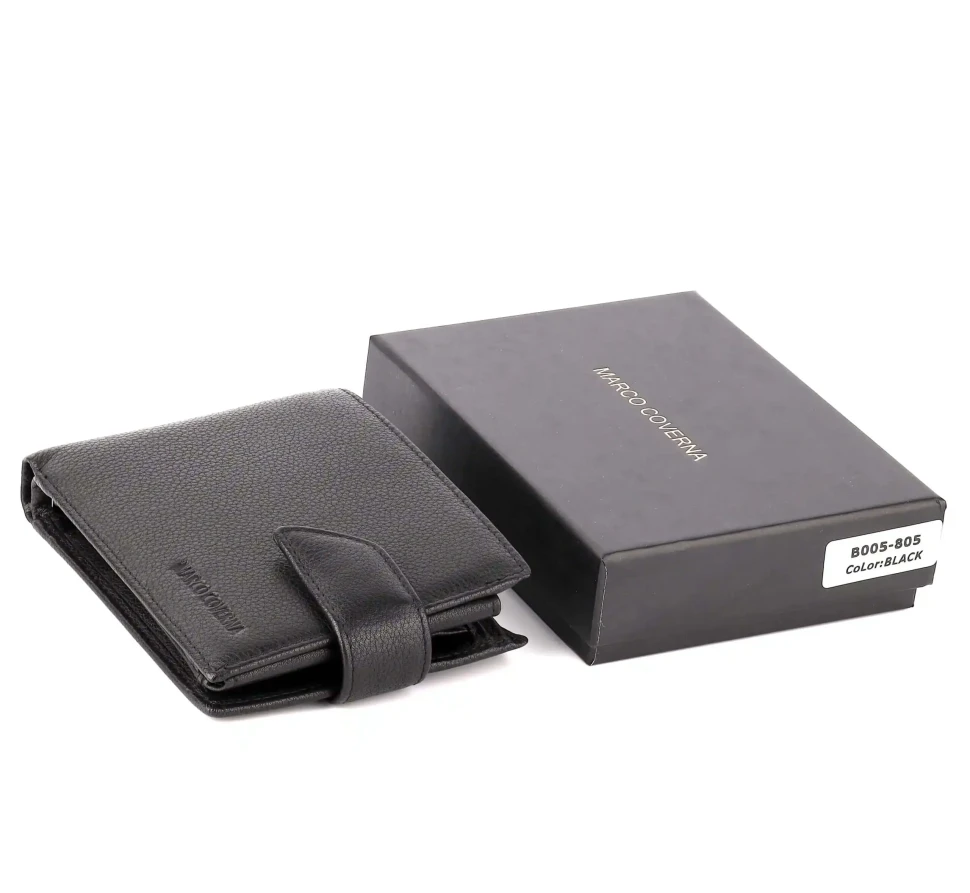 Стильный мужской кожаный кошелёк Marco Coverna B005-805 Black