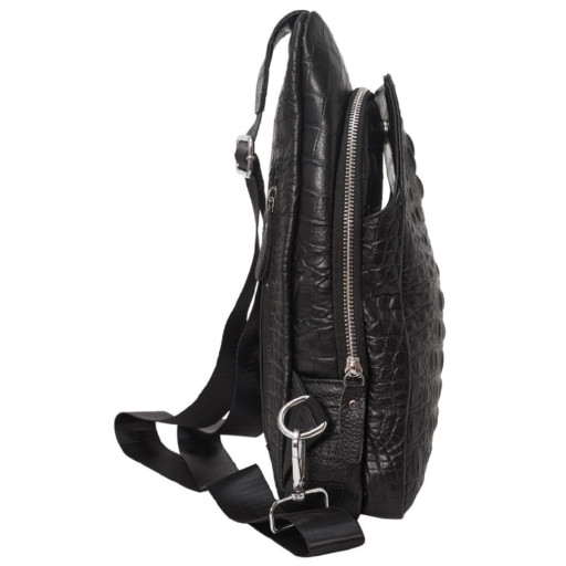 Шкіряний рюкзак через плече BUFFALO BAGS M9123A чорний кроко