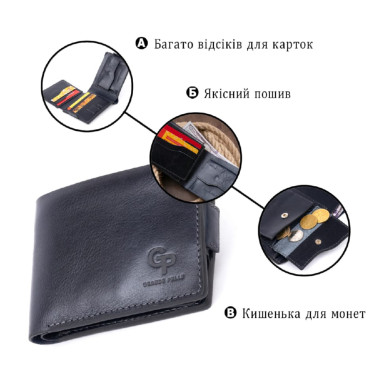 Функциональное тонкое портмоне GRANDE PELLE 11323 Синее