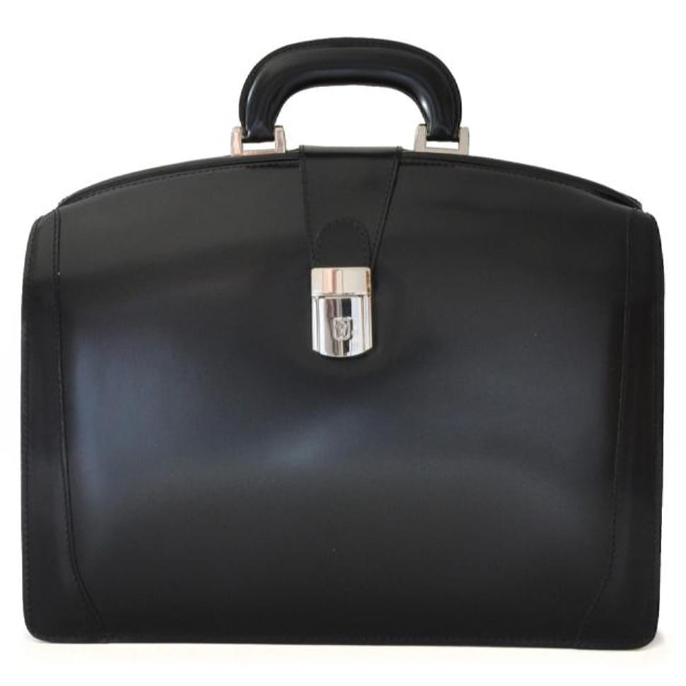 Pratesi RNE120/37 - Brunelleschi Medium Briefcase in cow leather Radica Black