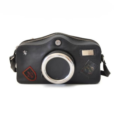 Pratesi BNE444 - Photocamera Bruce Cross Body Bag в шкіряній kožeній Bruce Black