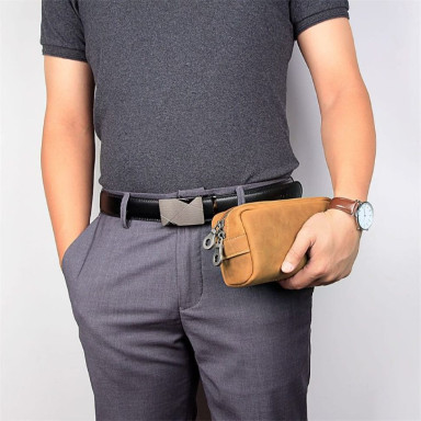 Leather travel bag, cosmetic bag, organizer brown John McDee C013B