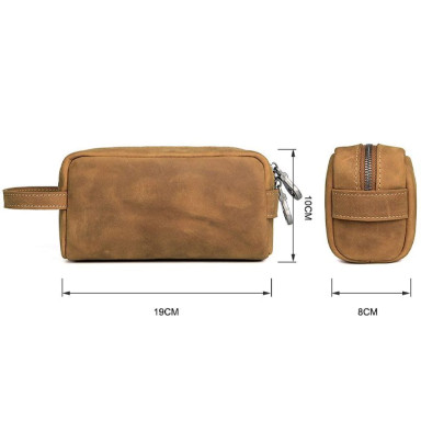 Leather travel bag, cosmetic bag, organizer brown John McDee C013B