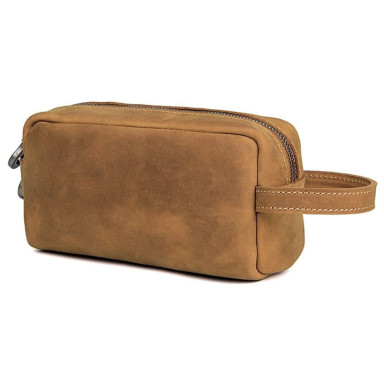 Leather travel bag, cosmetic bag, organizer brown John McDee C013B