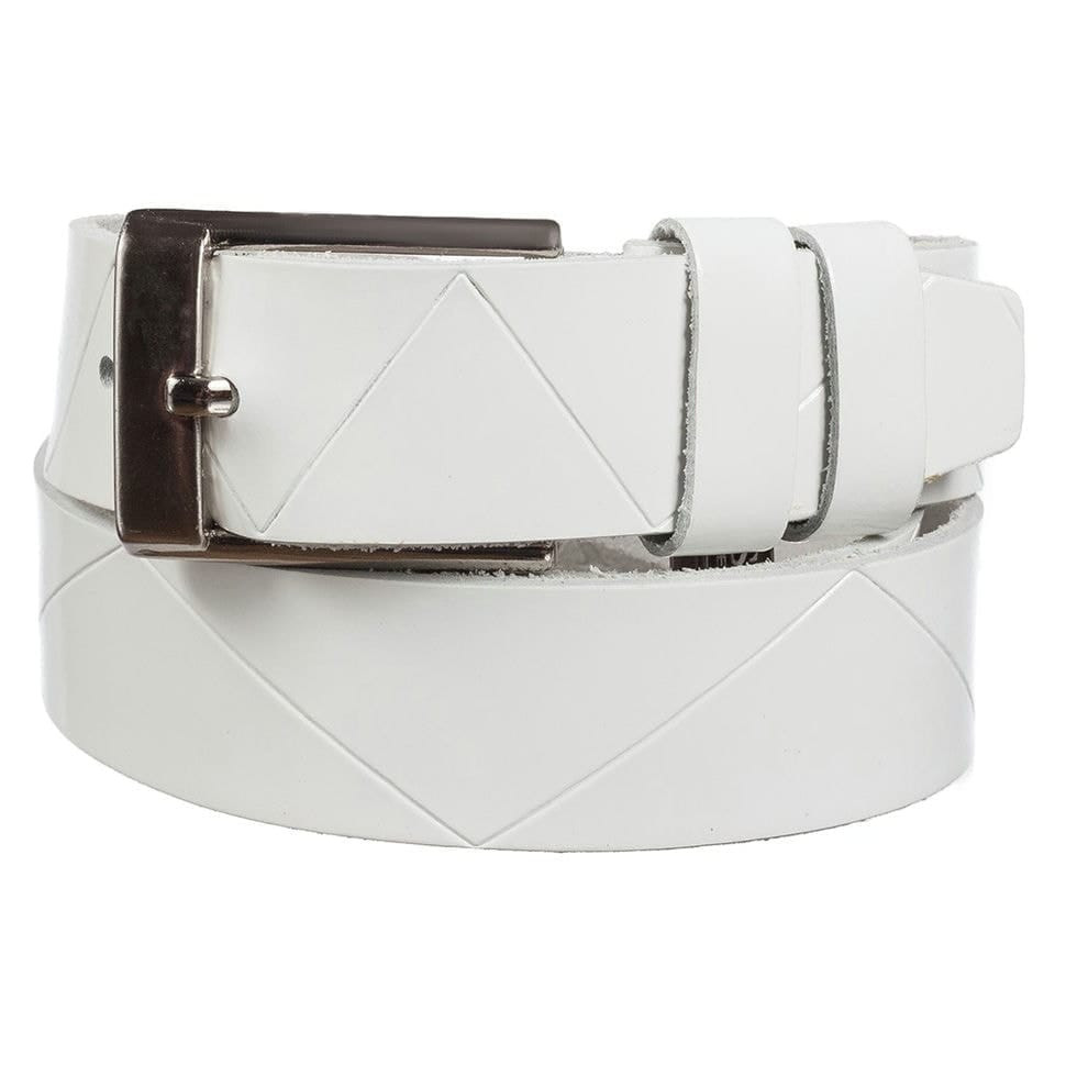 Шкіряний ремень YSK класичний 3,5 см 2048-0 lak білий лак