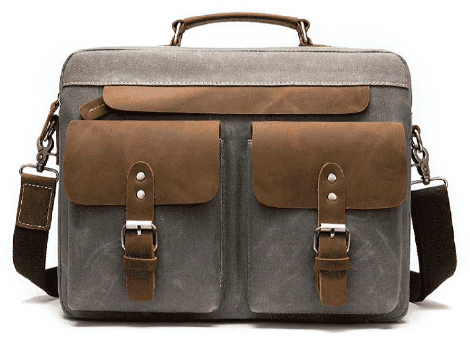 Сумка-портфель чоловіча текстильна з шкіряними вставками Vintage 20001 Cерая