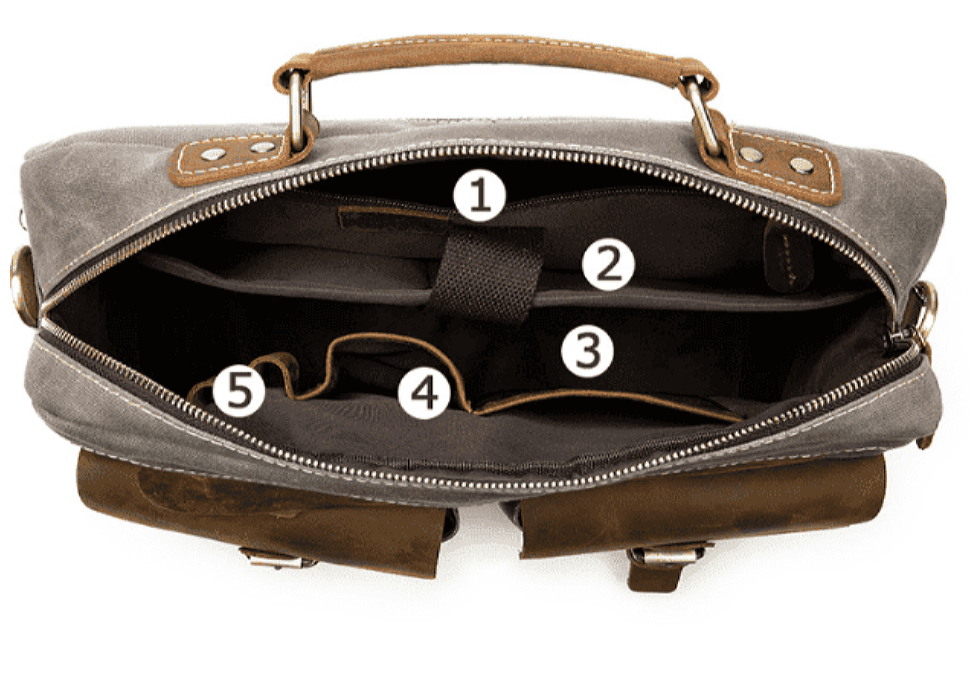 Сумка-портфель чоловіча текстильна з шкіряними вставками Vintage 20001 Cерая