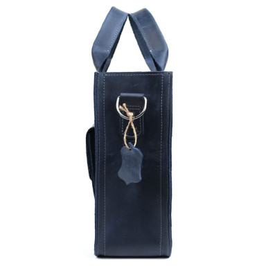 Leather briefcase bag for documents laptop LIMARY lim-380RK blue