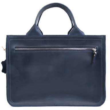 Leather briefcase bag for documents laptop LIMARY lim-380RK blue