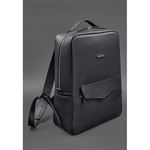 Шкіряний рюкзак на блискавці Cooper maxi темно-синій флотар