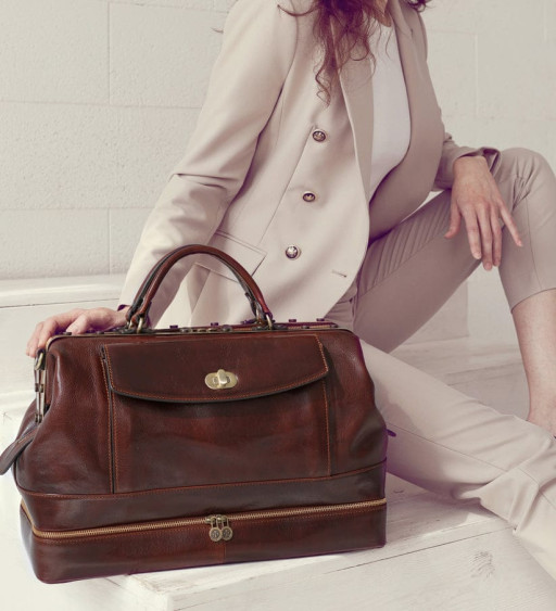 Жіноча шкіряна сумка-доктор, медична сумка, шкіряна сумка - Doctor Faustus - Коричневий колір - Time Resistance 5219101W