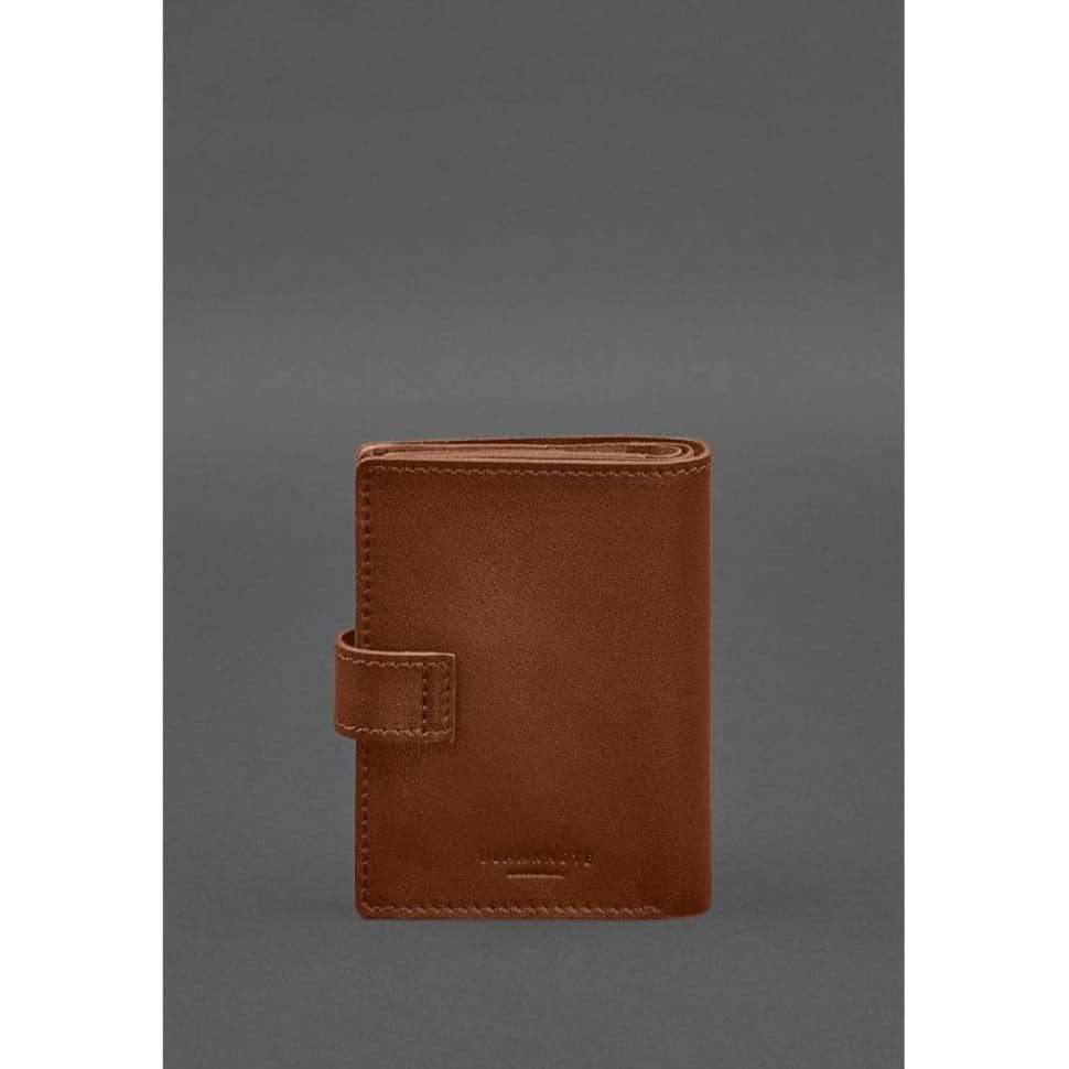 Шкіряна обкладинка-портмоне для військового квитка офіцера запасу (вузький документ) Світло-коричневий