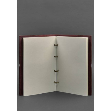 Leather notepad A4 on rings (soft-book) 9.0 soft cover burgundy Crazy Horse