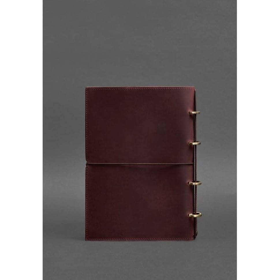 Шкіряний блокнот А4 на кільцях (софт-бук) 9.0 у м'якій обкладинці бордовий Crazy Horse