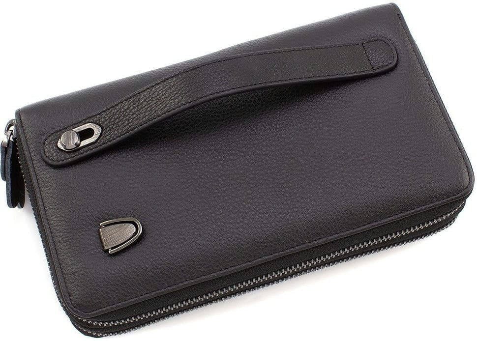 Чоловічий шкіряний клатч на два відділення Marco Coverna (15420) B5902B-1Q black