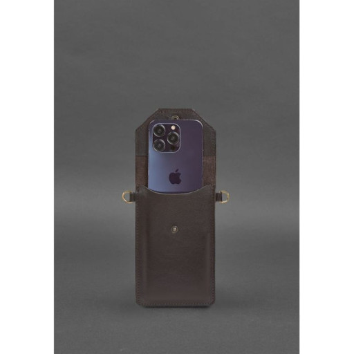 Шкіряна сумка-чохол для телефону коричнева