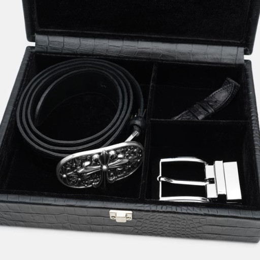 Ремінь чоловічий з натуральної шкіри крокодила Sergio Torri 7-009 140 см Чорний