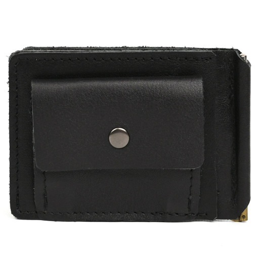 Затискач із монетницею шкіряний чорний Наппа GA-hold2-3md TARWA