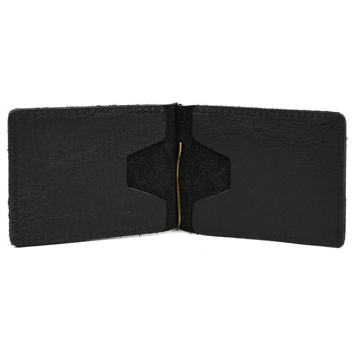 Затискач із монетницею шкіряний чорний Наппа GA-hold2-3md TARWA