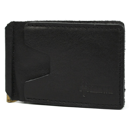 Затискач із монетницею шкіряний чорний Наппа GA-hold2-3md TARWA