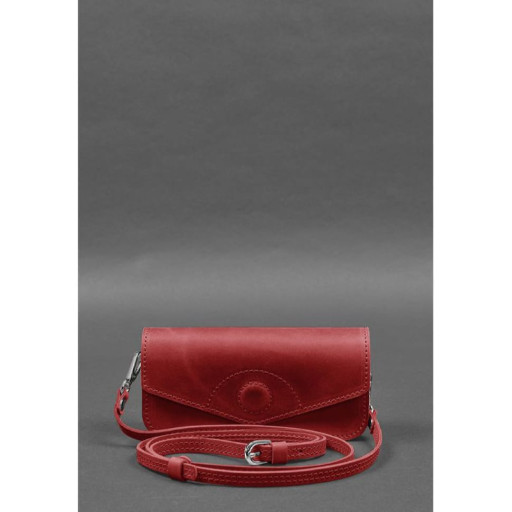 Шкіряна сумка-футляр для окулярів (міні-сумка) кораловий Crazy Horse