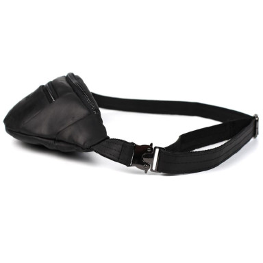 Leather banana bag with two compartments with front pocket TARWA RA-8040-3md black