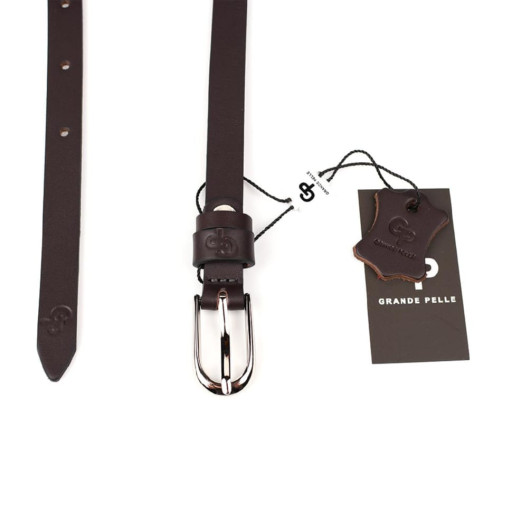 Ремінь жіночий тонкий Grande Pelle 1132040033 у коричневому кольорі.