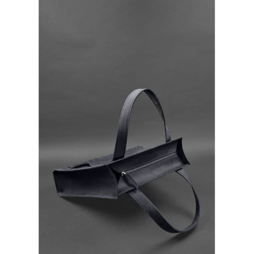 Шкіряна жіноча сумка шоппер Бетсі з кишенею синя Crazy Horse